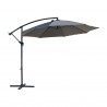 Rebecca Mobili Dark Grey Garden Umbrella 3x3 Decentralised Parasol Steel Pole for Outdoors