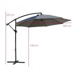 Rebecca Mobili Parapluie de Jardin Gris foncé 3x3 Parasol en acier Décentralisé pour Extérieur