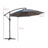 Rebecca Mobili Dark Grey Garden Umbrella 3x3 Decentralised Parasol Steel Pole for Outdoors