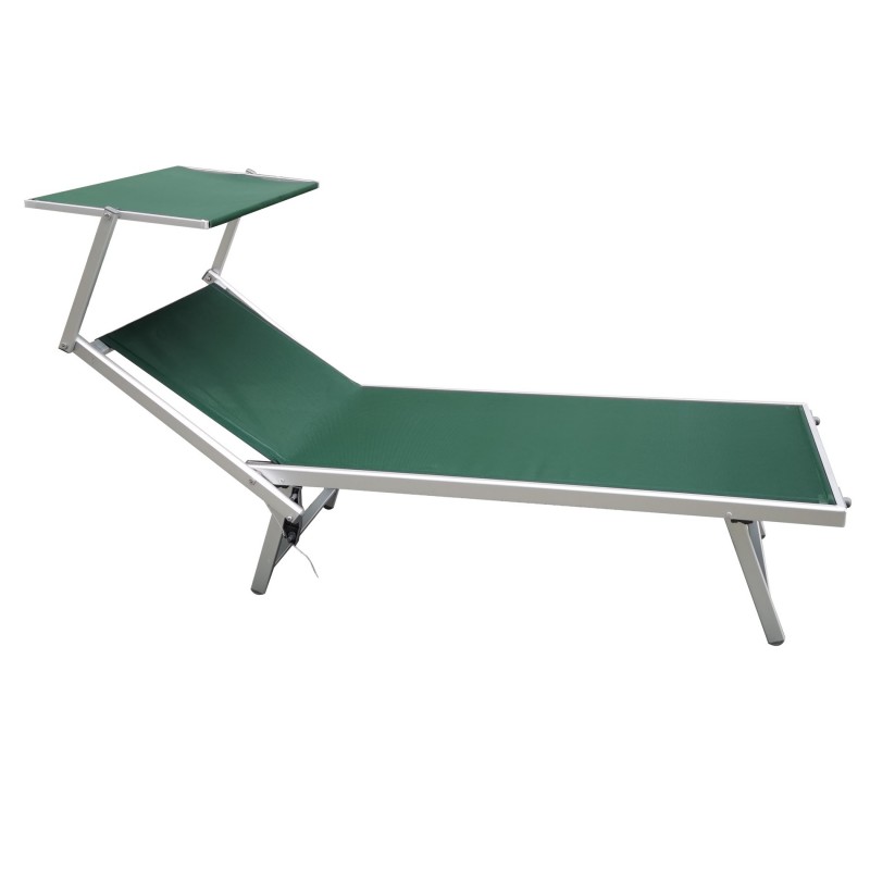 Rebecca Mobili Chaise longue de plage en aluminium textilène Vert 38x186x61