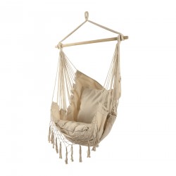 Rebecca Mobili Hammock Hanging Armchair Rocking Chair Beige for Garden with Cushions