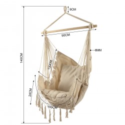 Rebecca Mobili Hammock Hanging Armchair Rocking Chair Beige for Garden with Cushions