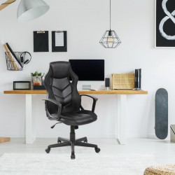 Rebecca Mobili Fauteuil de jeu Fauteuil de bureau exécutif en cuir synthétique noir