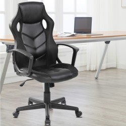 Rebecca Mobili Fauteuil de jeu Fauteuil de bureau exécutif en cuir synthétique noir