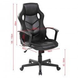 Rebecca Mobili Gaming Chair Executive Desk Chair in Black Synthetic Leather