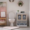 Rebecca Mobili Armario Shabby con 4 cajones y 2 puertas en madera blanca, beige y gris