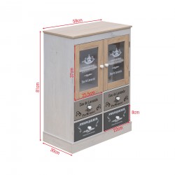 Rebecca Mobili Armario Shabby con 4 cajones y 2 puertas en madera blanca, beige y gris