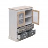 Rebecca Mobili Showcase Cabinet Shabby with 4 Drawers 2 Doors in White Beige Grey Wood