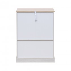 Rebecca Mobili Showcase Cabinet Shabby with 4 Drawers 2 Doors in White Beige Grey Wood