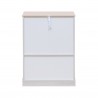 Rebecca Mobili Armario Shabby con 4 cajones y 2 puertas en madera blanca, beige y gris