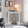 Rebecca Mobili Corner Fireplace Frame Decorative White Wood Classic