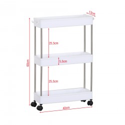 Rebecca Mobili Kitchen Trolley with Wheels 3 Shelves Plastic White Space-Saving