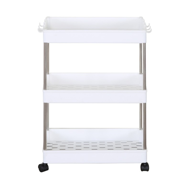 Rebecca Mobili Kitchen Trolley with 4 Wheels Storage 3 Plastic Shelves White