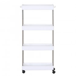 Rebecca Mobili Kitchen Trolley with Wheels 4 Food holder Shelves Bathroom Plastic White