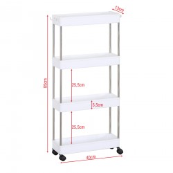 Rebecca Mobili Kitchen Trolley with Wheels 4 Food holder Shelves Bathroom Plastic White