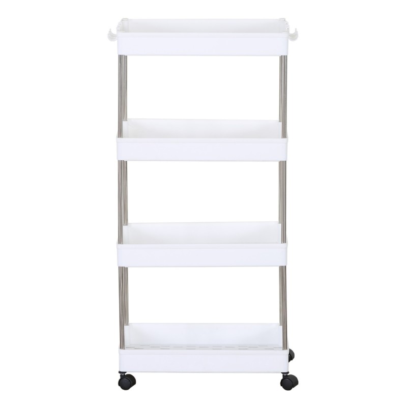 Rebecca Mobili Kitchen Trolley with Wheels 4 Shelves Bathroom Storage in White Plastic