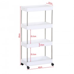 Rebecca Mobili Kitchen Trolley with Wheels 4 Shelves Bathroom Storage in White Plastic