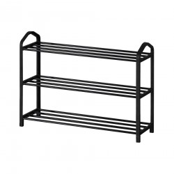 Rebecca Mobili Shoe Cabinet Space-Saving Storage Metal Black 3 Shelves