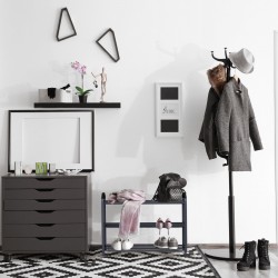 Rebecca Mobili Shoe Cabinet Space-Saving Storage Metal Black 3 Shelves