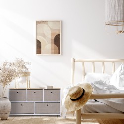 Rebecca Mobili Meuble de rangement bas Chiffonier à 5 tiroirs en metal et tissu blanc beige