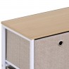 Rebecca Mobili Low Chest of Drawer Cabinet with 5 Drawers in Metal and White Beige Fabric