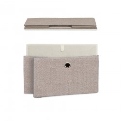 Rebecca Mobili Cassettiera Bassa Mobiletto con 5 Cassetti in Metallo e Tessuto Beige Bianco