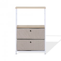 Rebecca Mobili Gabinete con cajones de madera, metal y tela, blanco y beige, con 1 estante