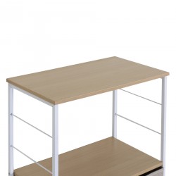 Rebecca Mobili Gabinete con cajones de madera, metal y tela, blanco y beige, con 1 estante