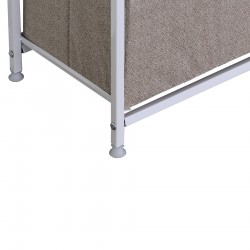 Rebecca Mobili Gabinete con cajones de madera, metal y tela, blanco y beige, con 1 estante