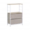 Rebecca Mobili Gabinete con cajones de madera, metal y tela, blanco y beige, con 1 estante