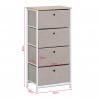 Rebecca Mobili High Drawer Unit 4 Folding Metal and Fabric White Vintage Beige Drawers