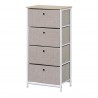 Rebecca Mobili High Drawer Unit 4 Folding Metal and Fabric White Vintage Beige Drawers