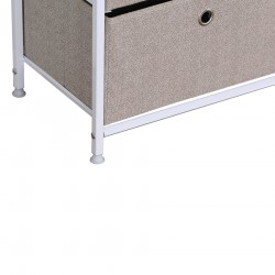 Rebecca Mobili High Drawer Unit 4 Folding Metal and Fabric White Vintage Beige Drawers