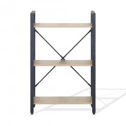 Rebecca Mobili Libreria Scaffale 3 Ripiani in Metallo e Legno Nero Beige design Moderno