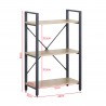 Rebecca Mobili Libreria Scaffale 3 Ripiani in Metallo e Legno Nero Beige design Moderno