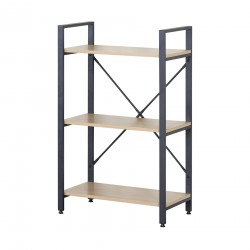 Rebecca Mobili Boekenplank 3 Planken van Metaal en Hout Zwart Beige Modern Ontwerp