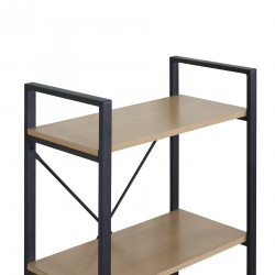 Rebecca Mobili Libreria Estantería de 3 estantes en metal y madera Negro Beige Diseño Moderno