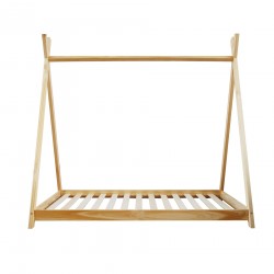 Rebecca Mobili Kinderbed Frame Natuurlijk Hout Gordijn 80x160 Kinderkamer