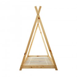 Rebecca Mobili Kinderbed Frame Natuurlijk Hout Gordijn 80x160 Kinderkamer