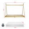 Rebecca Mobili Children's Single Bed Frame Natural Wood Curtain 90x200 Children's Room