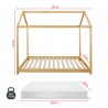 Rebecca Mobili Natural Wood House Shaped Children's Single Bed Frame 90x200