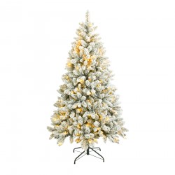 Rebecca Mobili Albero di Natale Innevato Abete Bianco 180 cm 850 rami Folto con 300 Luci LED Incluse