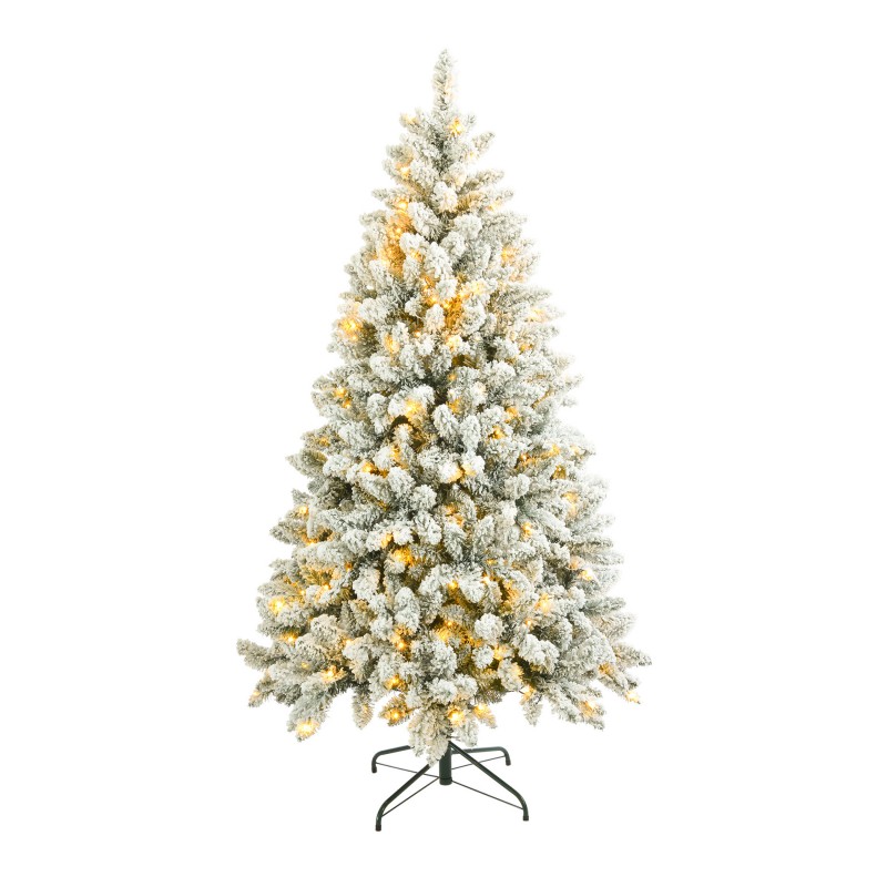 Rebecca Mobili Albero di Natale Innevato Abete Bianco 180 cm 850 rami Folto con 300 Luci LED Incluse