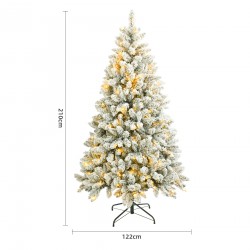 Rebecca Mobili Snowy Christmas Tree White Fir 210 cm 1000 branches Thick with 400 LED Lights Included