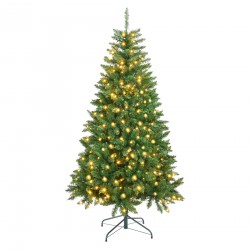 Rebecca Mobili Künstlicher Weihnachtsbaum Tanne 210 cm Dickes Grün 1050 Zweige und 400 Led-Lichter