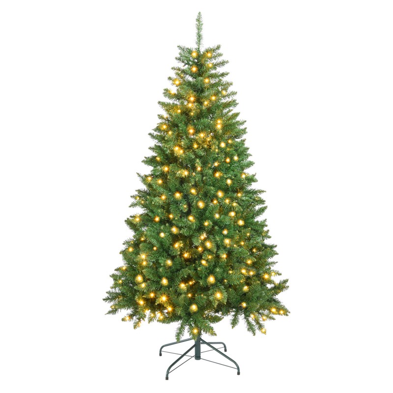 Rebecca Mobili Árvore de Natal Abeto Artificial 210 cm Denso Verde 1050 Ramos e 400 Luzes Incluídas