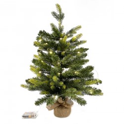 Rebecca Mobili Künstlicher grüner Weihnachtsbaum klein 60 cm Yuta Basis mit 50 LED Lichtern