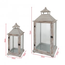 Rebecca Mobili Set 2 Lanterns Metal Pvc Light Wood Retro 72x32x27