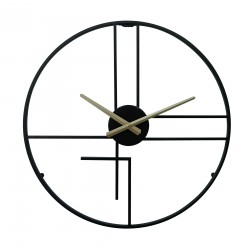 Rebecca Mobili Reloj de Pared Moderno Metal Negro Amarillo Diseño Minimalista para Hogar Oficina