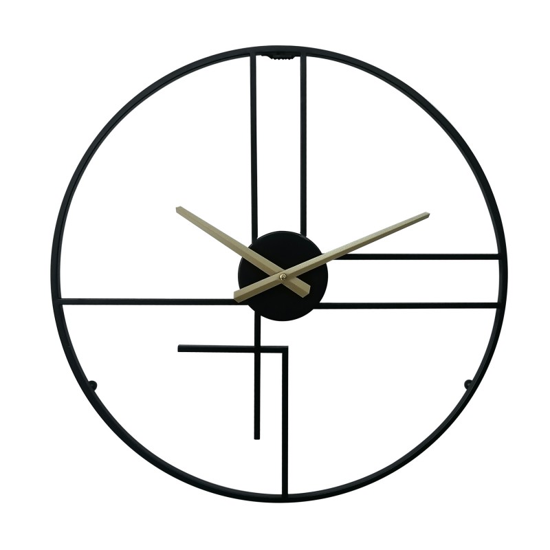 Rebecca Mobili Orologio Parete Moderno Nero Giallo Metallo Design Minimale per Casa Ufficio